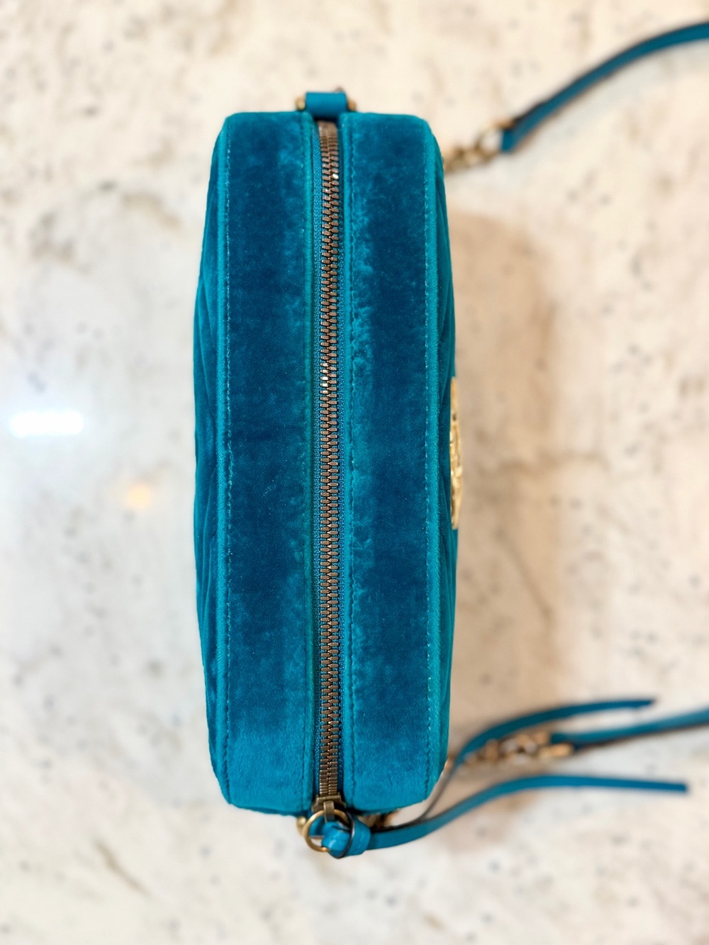 Gucci Teal Velvet GG Marmont Crossbody Bag/Shoulder bag. - Picture 3 of 13